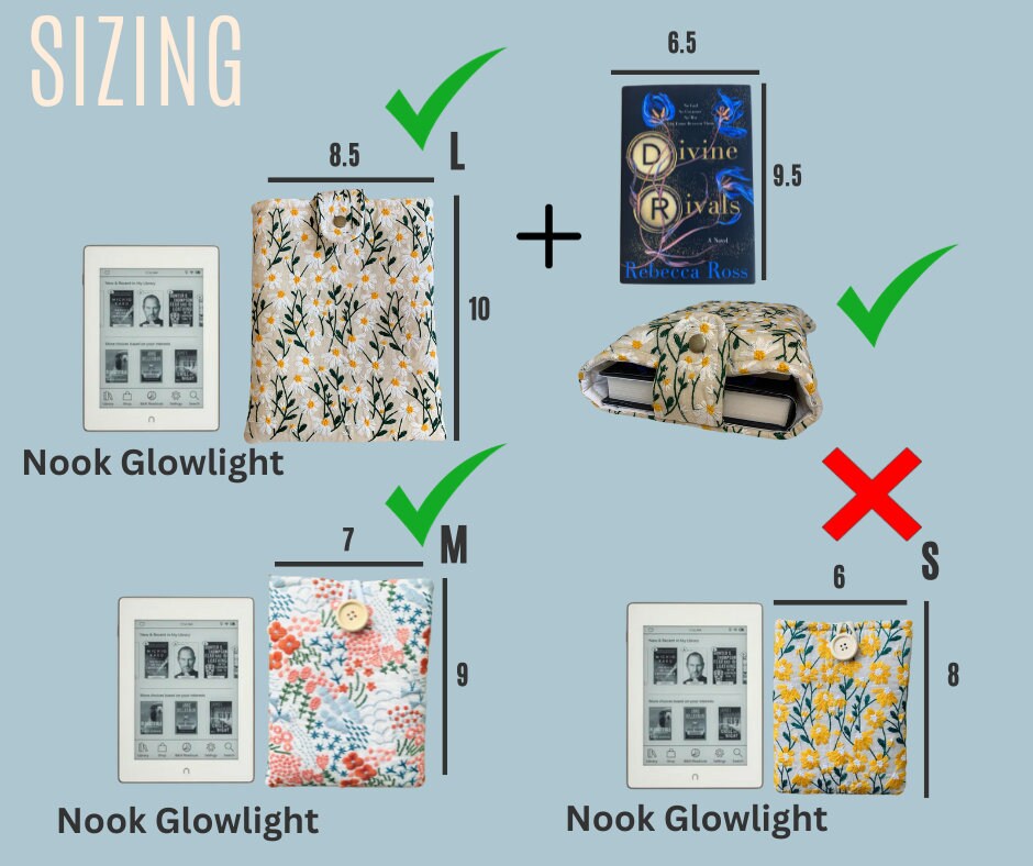 Kindle Nook Sleeve, Cute Mushroom Tablet Handmade Versatile Durable Collector's Item Bookish Gift Zipper-Free Stitched Kindle Bag eReader