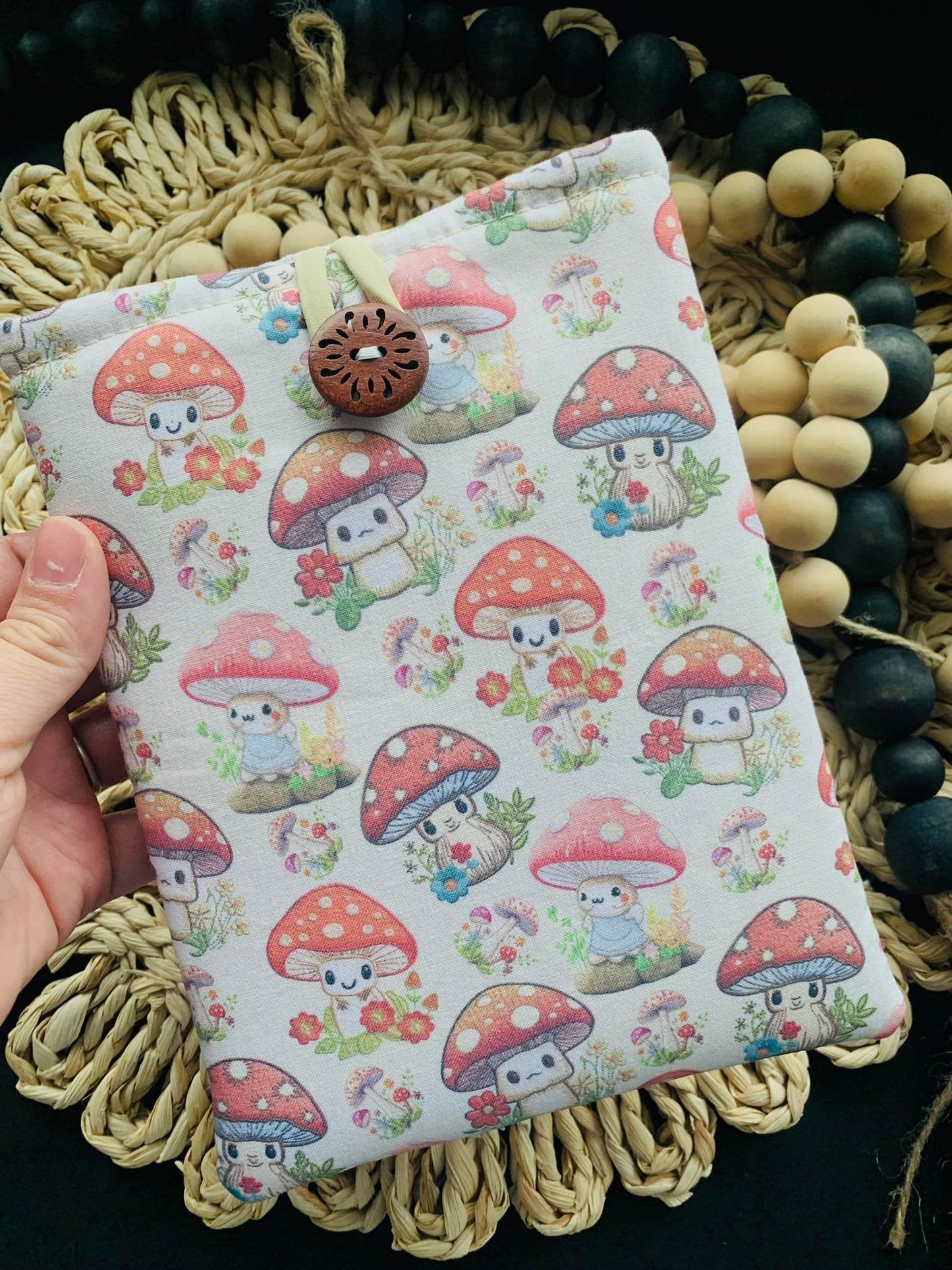 Kindle Nook Sleeve, Cute Mushroom Tablet Handmade Versatile Durable Collector's Item Bookish Gift Zipper-Free Stitched Kindle Bag eReader