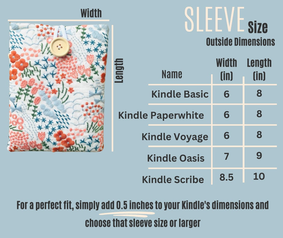 Kindle Nook Sleeve, Cute Mushroom Tablet Handmade Versatile Durable Collector's Item Bookish Gift Zipper-Free Stitched Kindle Bag eReader