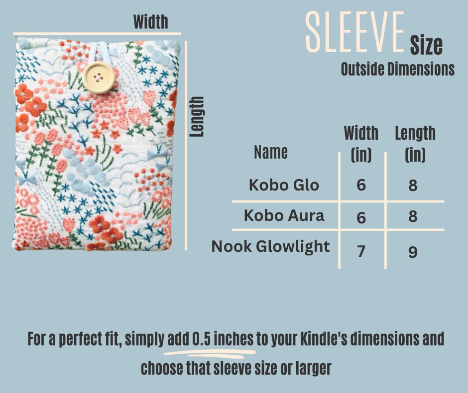 Kindle Nook Sleeve, Cute Mushroom Tablet Handmade Versatile Durable Collector's Item Bookish Gift Zipper-Free Stitched Kindle Bag eReader